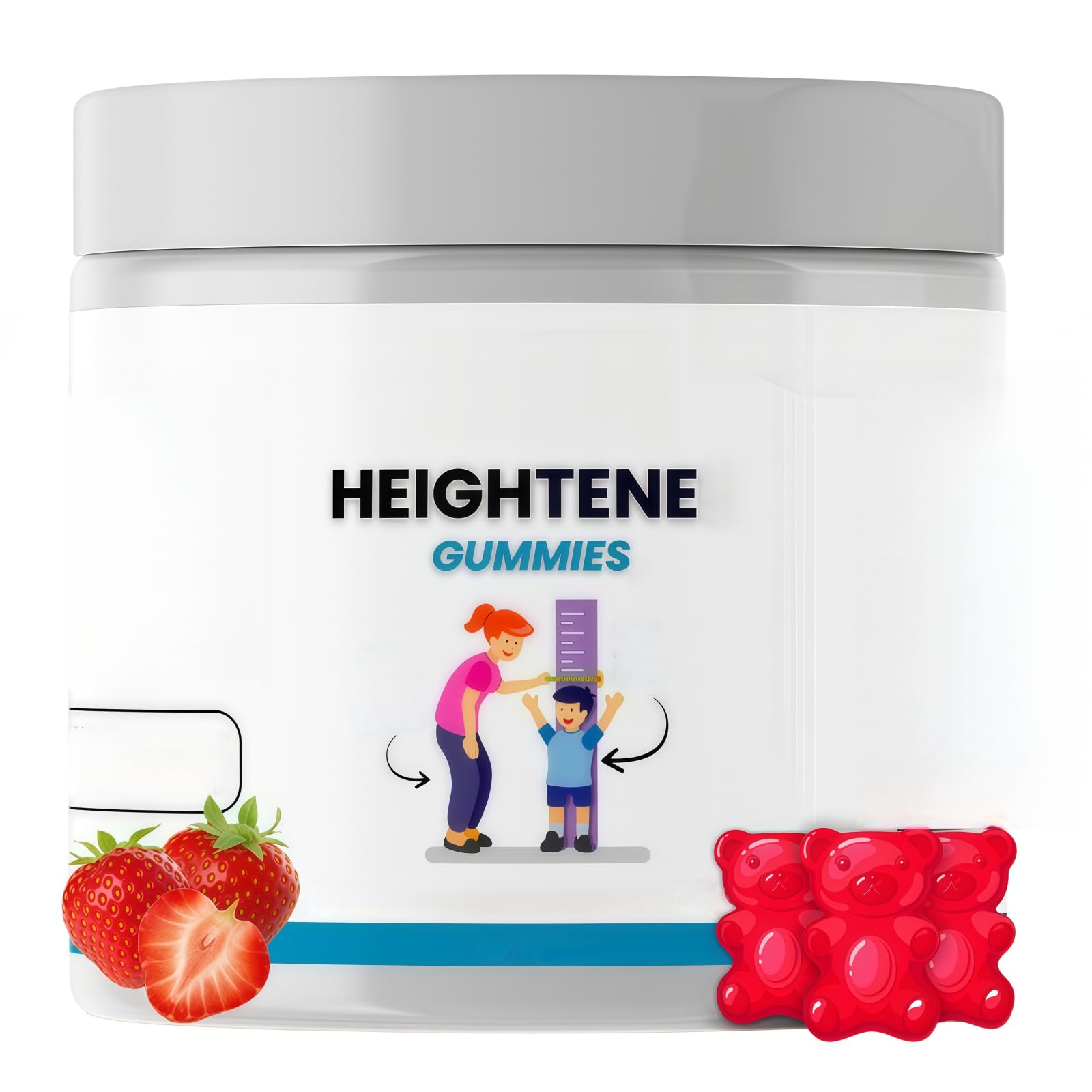 Gomitas de apoyo al crecimiento óseo Calcio Magnesio Zinc D3 K2 Ashwagandha Multivitamina para niños, adolescentes, adultos, vegano, 60 unidades