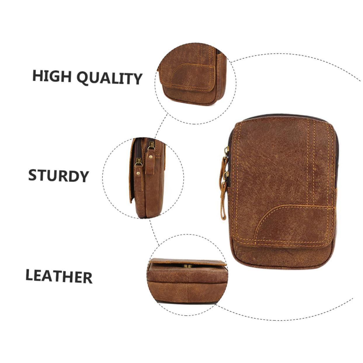 Beavorty Banane Multifonction pour Extérieur en Cuir Marron, Style Rétro