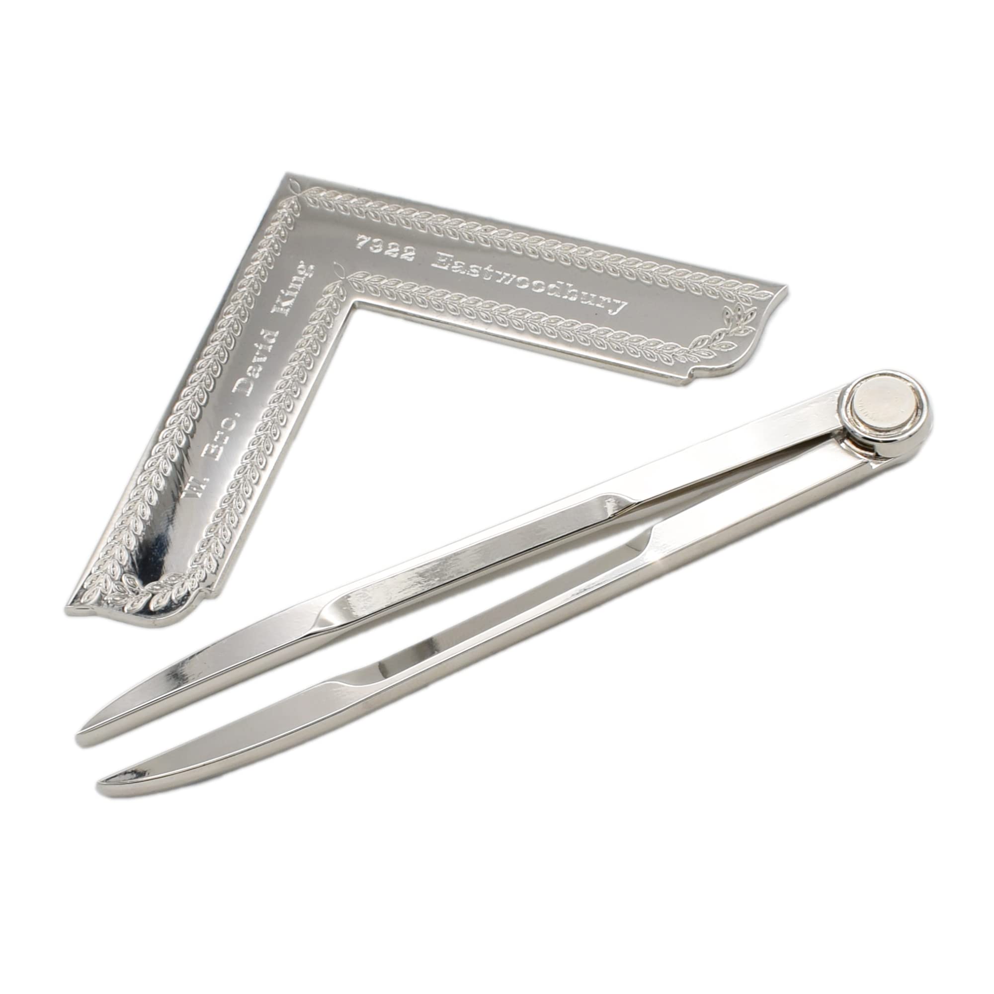Personalised Engraved Masonic Freemason Square & Compass Silver Gift Set Presented in a Box