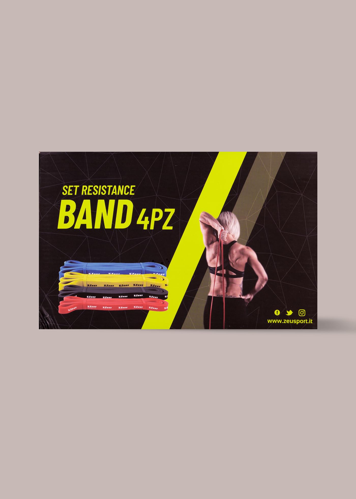 Set Resistance Band Comprende 4 Fasce Elastiche in Lattice per Zeus Sport Calcio Calcetto Relax Fitness Palestra Training Allenamento Esercizi Yoga Accessori Pilates