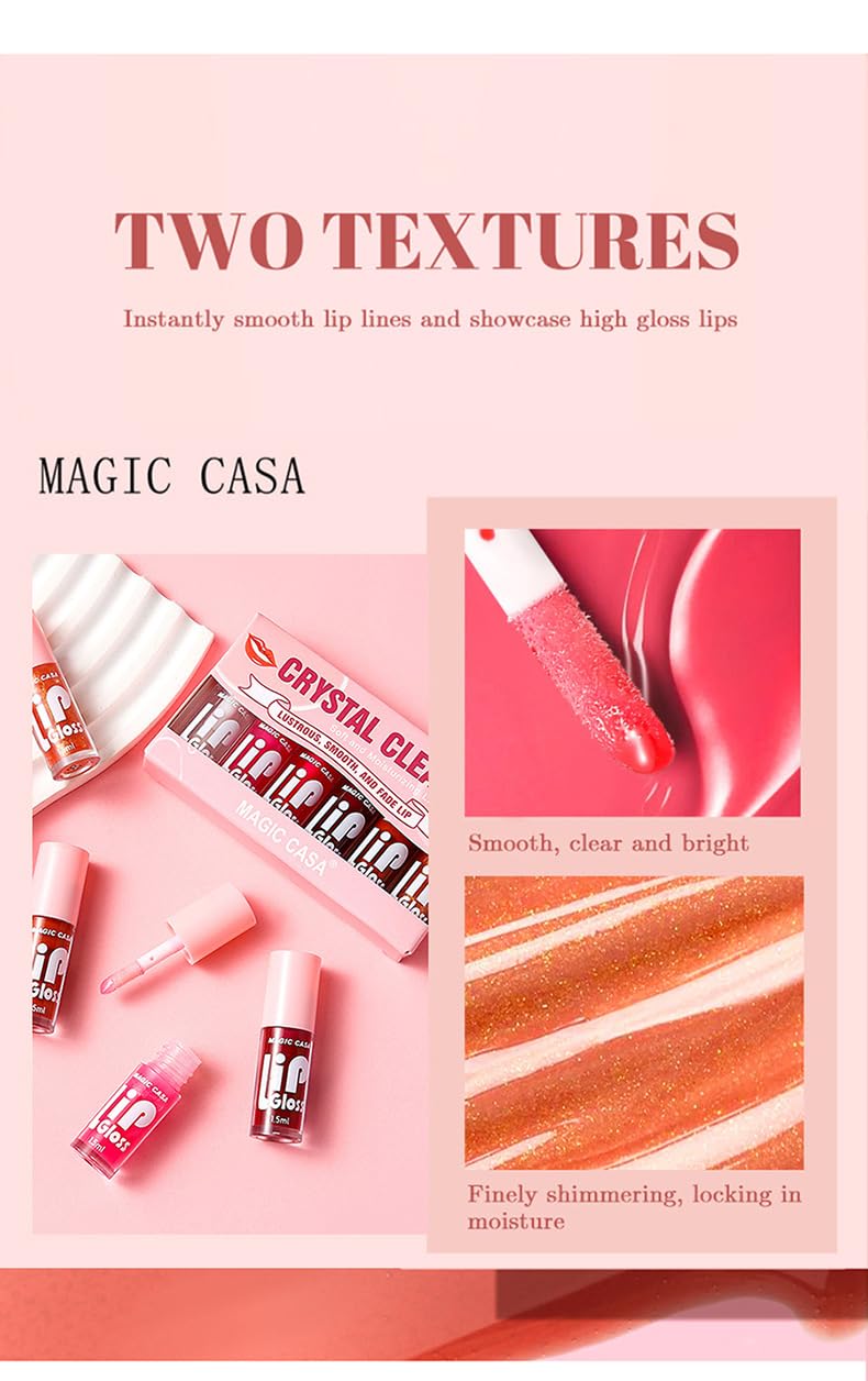 Makeup Lip Plumping Gloss,Hydrating Lip Oil Set,6 Colors High Shine, Non-Sticky Finish Makeup Lip Gloss,Plumping Lip Oil Tinted, Smooth Shimmer Glossy, Moisturizing Long Lasting Lip Glow Balm Lip Care - Image 4
