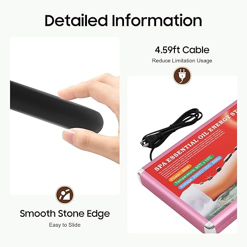 Miniatura 7 de NICECHOOSE - Kit de masaje de piedras calientes, 20 piezas, portátil, suave y natural, juego de rocas calientes de basalto, calentador de piedras de