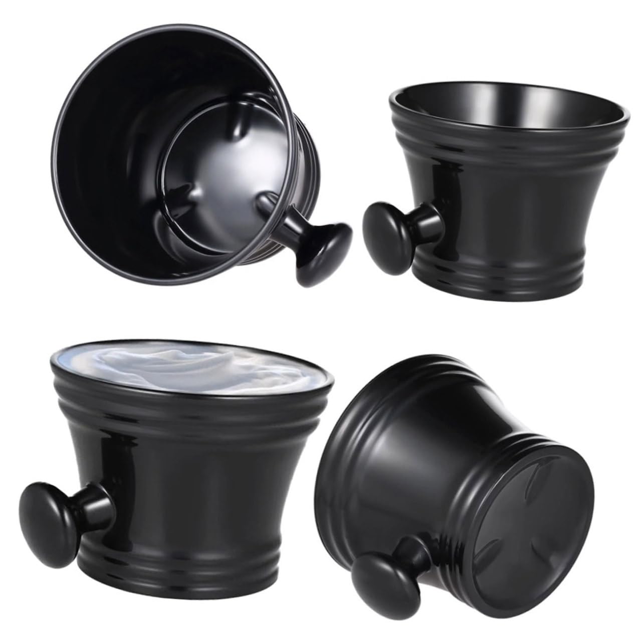 FOMIYES Shaving Bowl for Men Black Soap Cup with Round Handle Plastic Material Perfect for Face Shaving