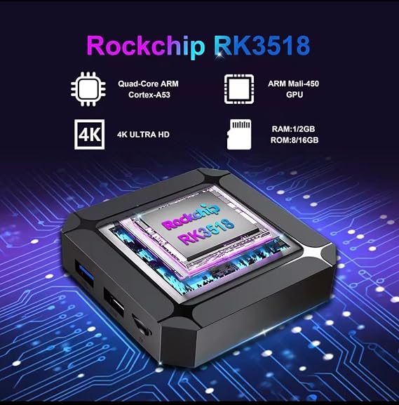 X96Q Android 14 TV Box RK3518 Quad-Core, 4K UHD Media Player, WiFi 6, USB 3.0, Dual USB, HDMI, Smart Streaming Box with Voice Remote, 2GB RAM 16GB ROM