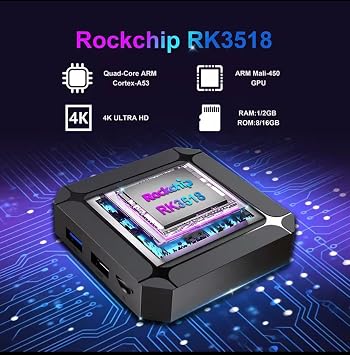 X96Q Android 14 TV Box RK3518 Quad-Core, 4K UHD Media Player, WiFi 6, USB 3.0, Dual USB, HDMI, Smart Streaming Box with Voice Remote, 2GB RAM 16GB ROM