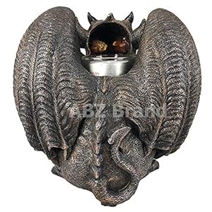 Guardian Vampire Winged Red Eye Standing Gargoyle Candle Holder Statue Figurine Gothic Myth Fantasy Sculpture Decor