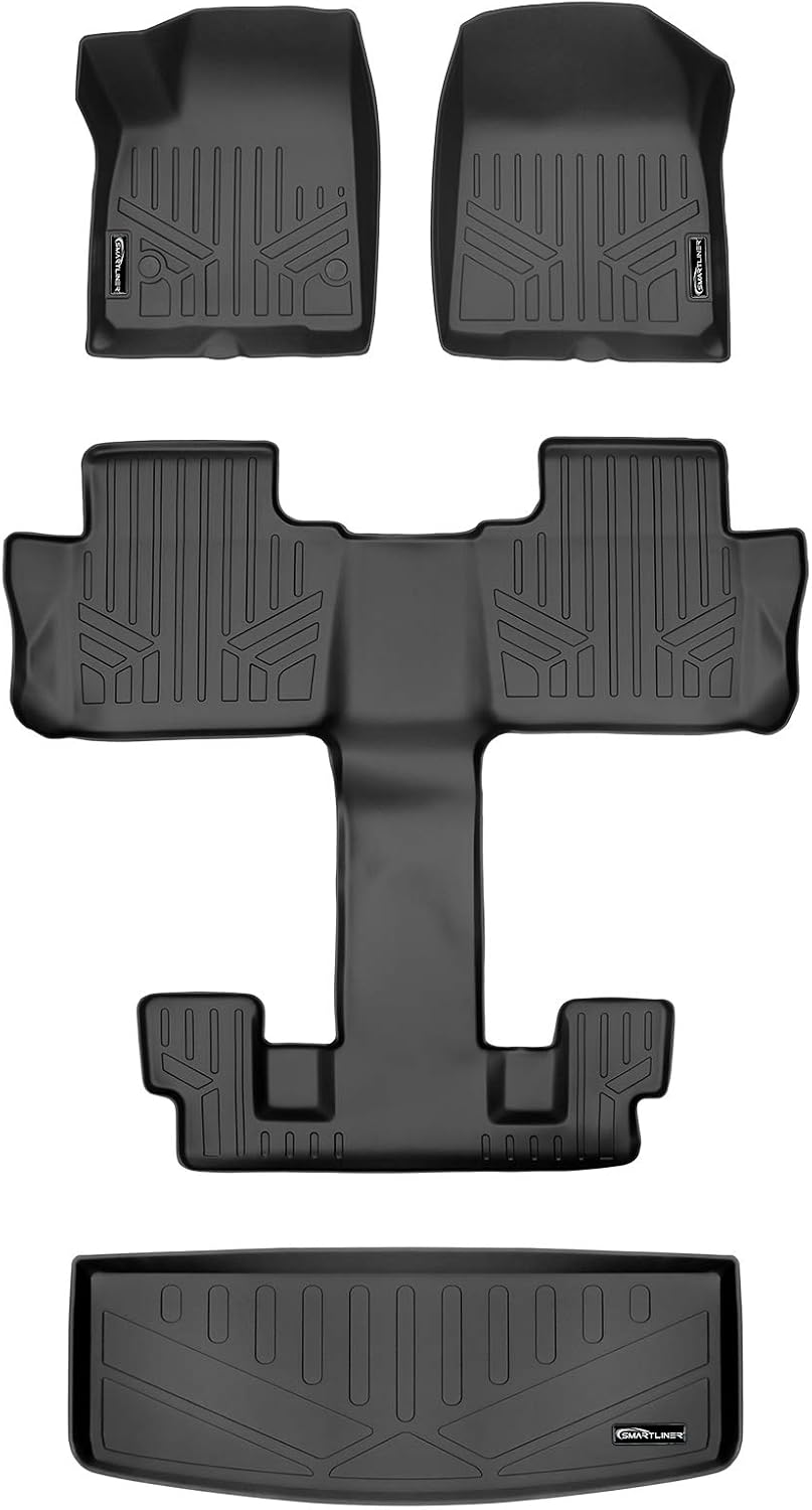 MAXLINER Floor Mats 3 Rows and Cargo Liner Behind 3rd Row Set Black for