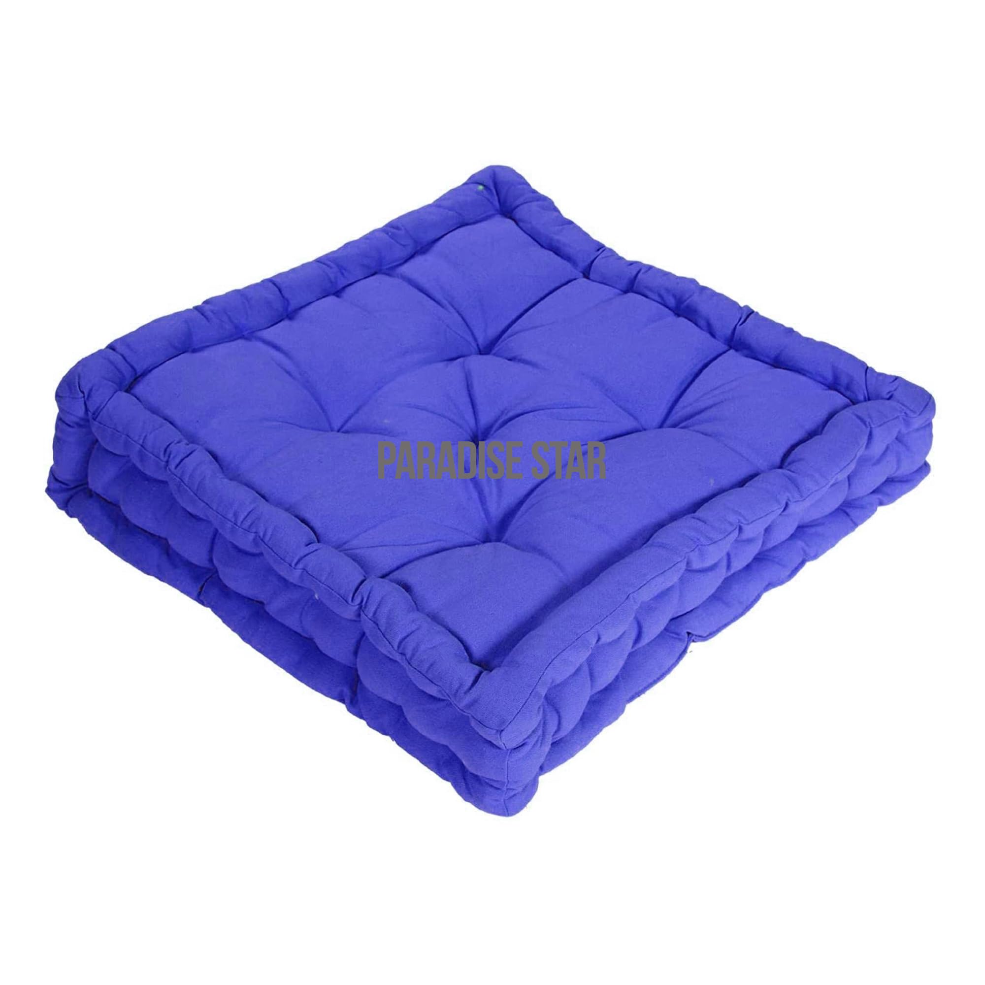 PARADISE STAR Booster Seat Cushion 100% Cotton Chunky Garden Seat Pad, Floor Cushion, Raiser Pad 45cm x 45cm x 10cm COLOUR ROYAL BLUE