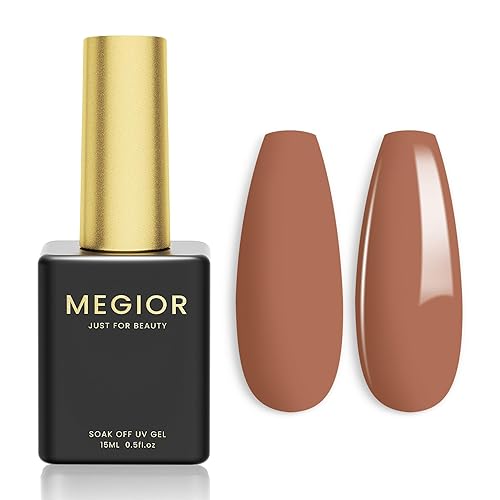 MEGIOR Esmalte de uñas en gel Camel de 0.5 onzas líquidas, color camello, esmalte de gel que se absorbe con LED UV, manicura y pedicura, salón de