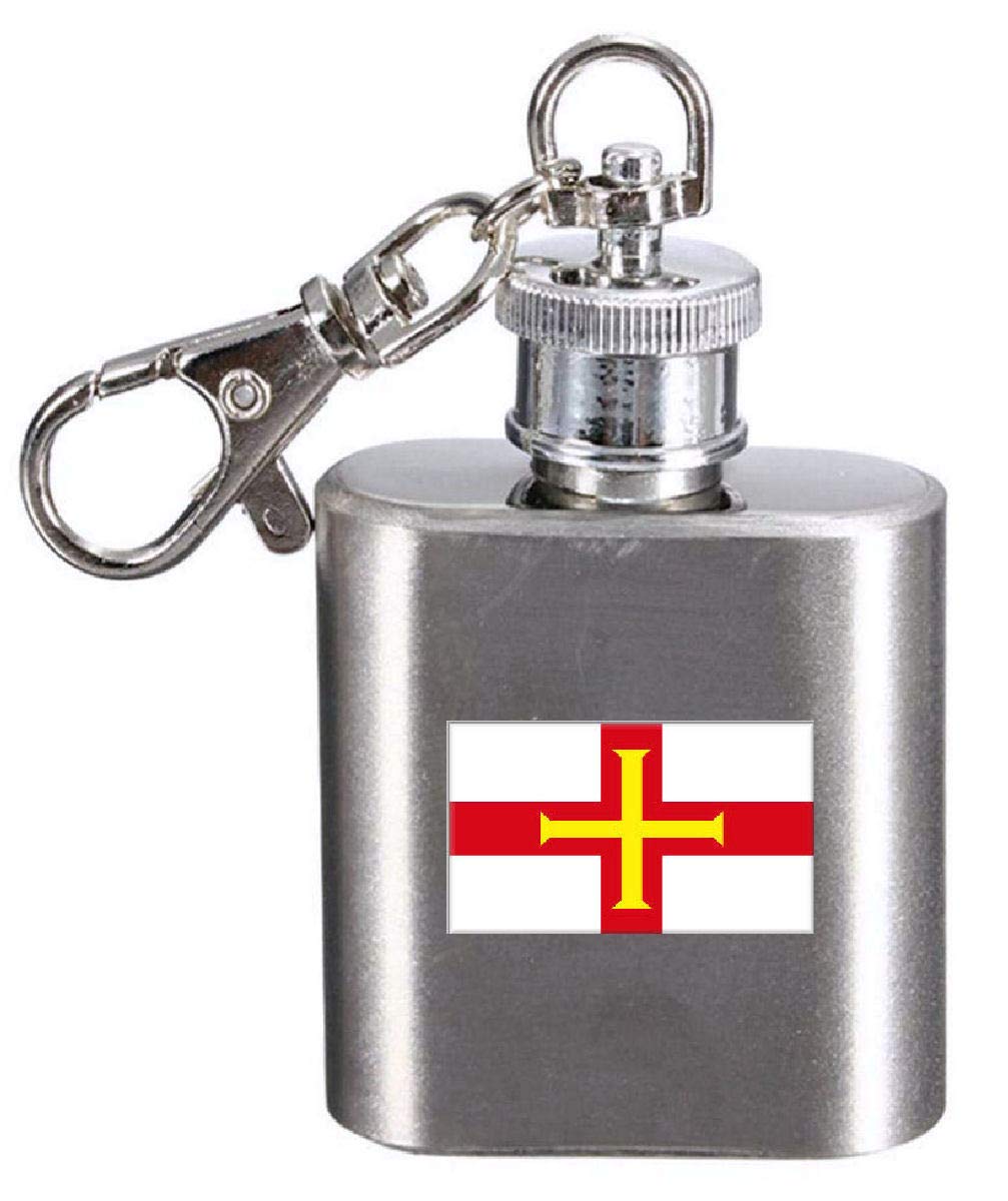 Flasque porte-clés gravé drapeau Guernsey mini flacon de poche