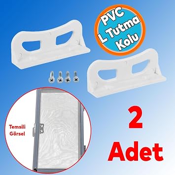 Pencere Kap  Sineklik Kolu Plastik Pimapen PVC L Tipi Tutucu Tutama  2 Adet