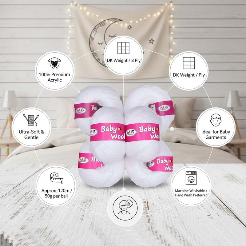 Image of M.G Enterprise Acrylic Wool Red (6 pc) Baby Soft 4 ply Wool Ball Hand Knitting Wool /Art Craft Soft Fingering Crochet Hook Yarn, Needle Knitting Yarn Thread Dye X