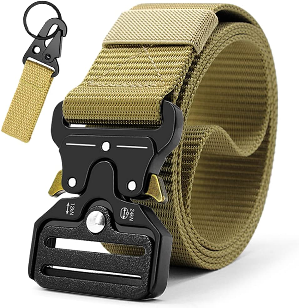 DOOPAI Tactical Belt, Military Style Webbing Riggers Web Gun Belt with Heavy-Duty Quick-Release Metal Buckle