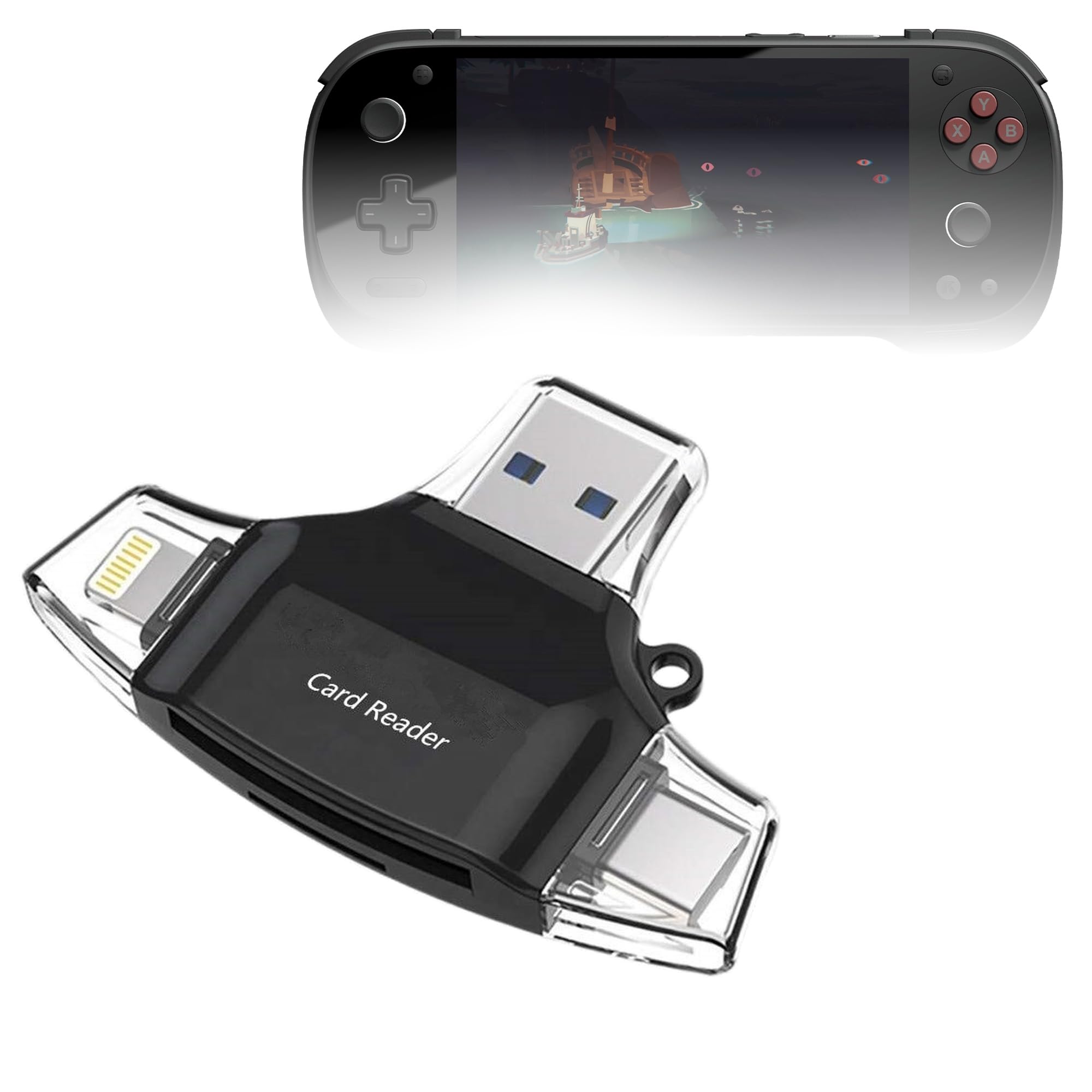 BoxWave Smart Gadget Compatible with Ayaneo KONKR Pocket Fit - AllReader SD Card Reader, microSD Card Reader SD Compact USB - Jet Black-picture-14