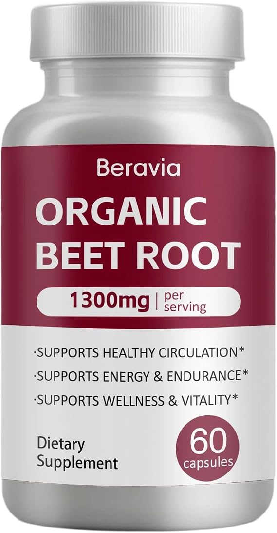Beravia Beet Root Capsules | Antioxidant Formula - Vegan, Non-GMO, Gluten-Free - 1300mg, 60 Capsules