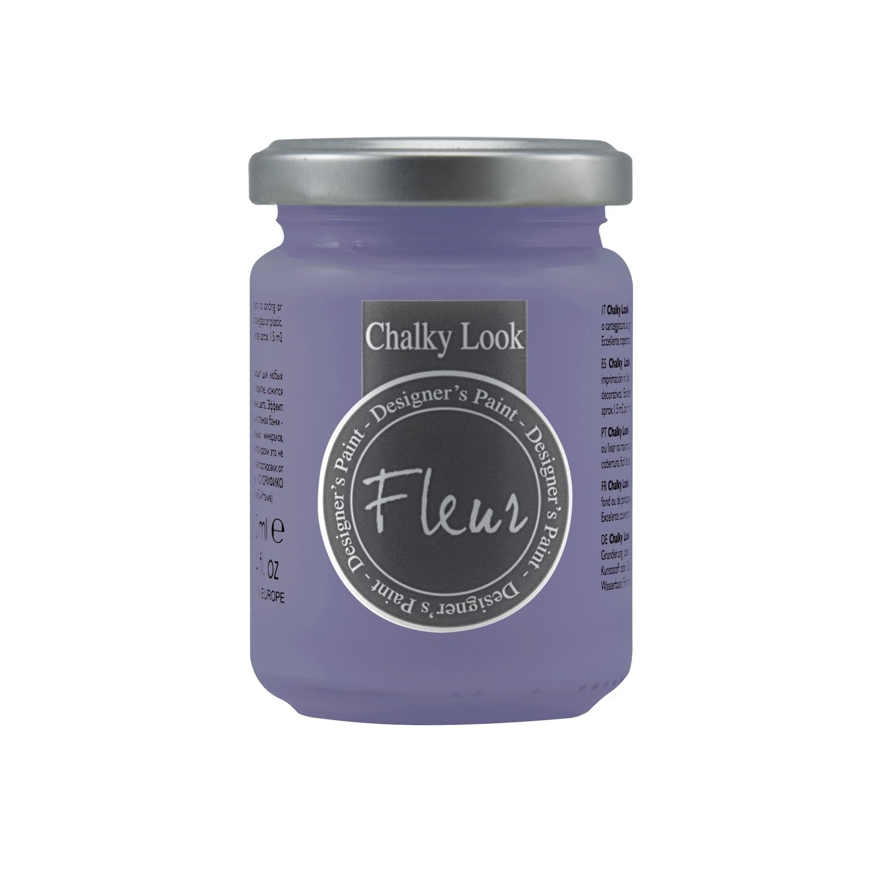 FLEUR DESIGNER'S PAINT | Pittura ad Acqua, Effetto Gesso Naturale, Extra Opaca, Fleur Chalky F70, Colore Lavender Blue, Made in Italy, Formato da 130 ml