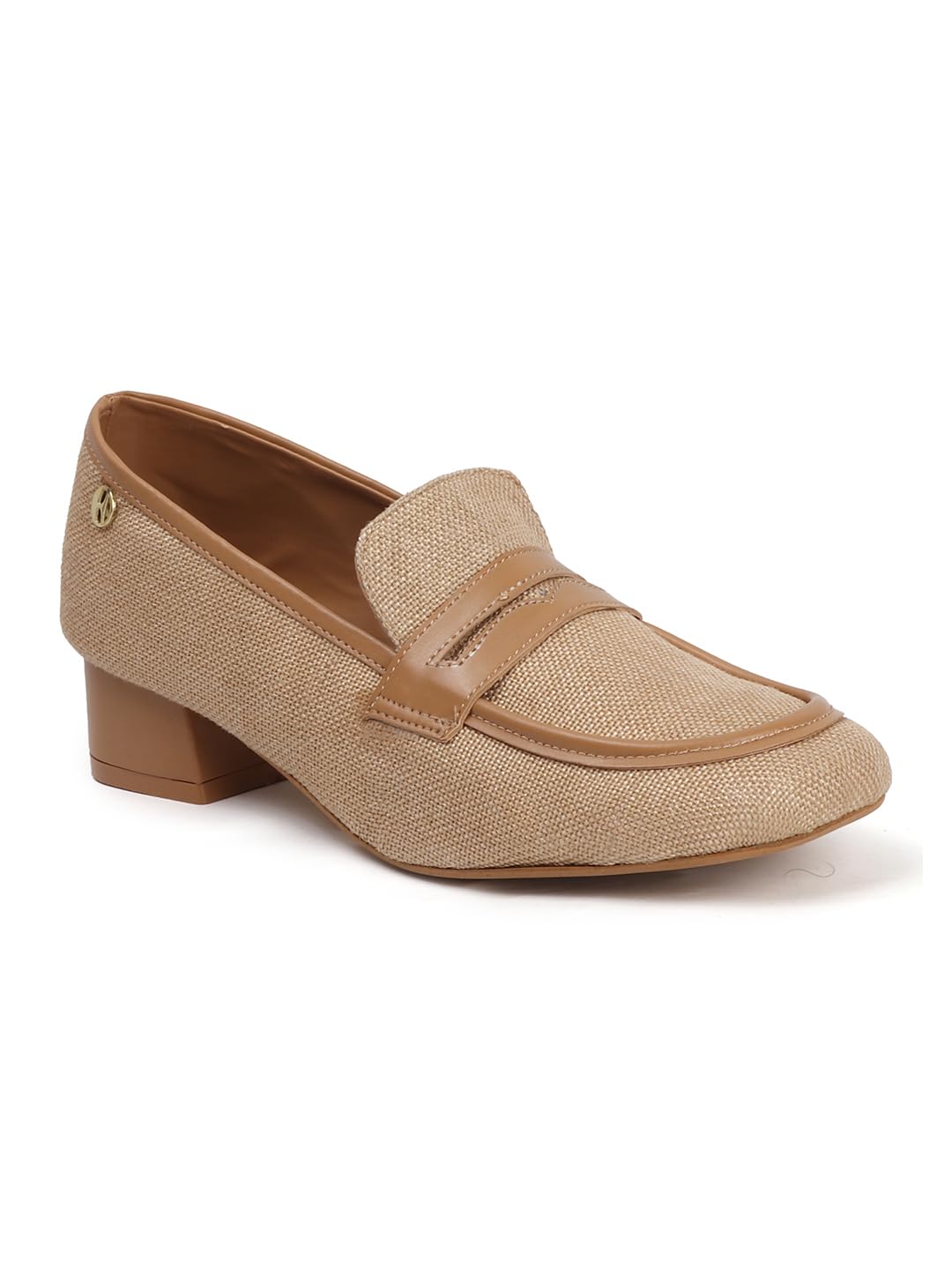 elle Women's Block Heel Loafers with Textile Finish and Penny Strap-picture-17