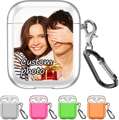 SHUMEI Funda para AirPods con imagen personalizada compatible con Apple AirPod 2 y 1, regalo personalizado, absorción de golpes, cubierta de TPU