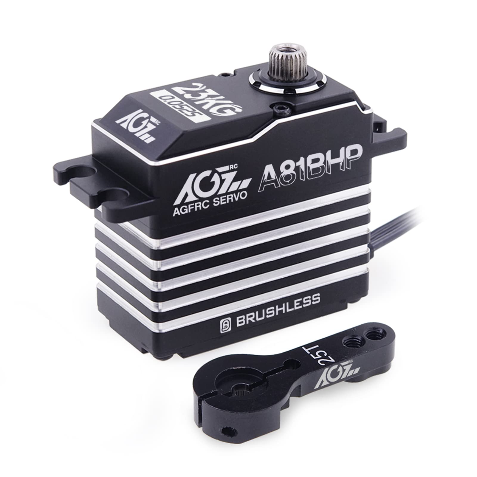 AGFRC High-Speed Steering RC-Servo-Motor - 0.052Sec 23KG Full Metal Gear Programmable Brushless Digital Servo for 1/8 1/10 RC Car Crawler, 180 Degrees (A81BHP)