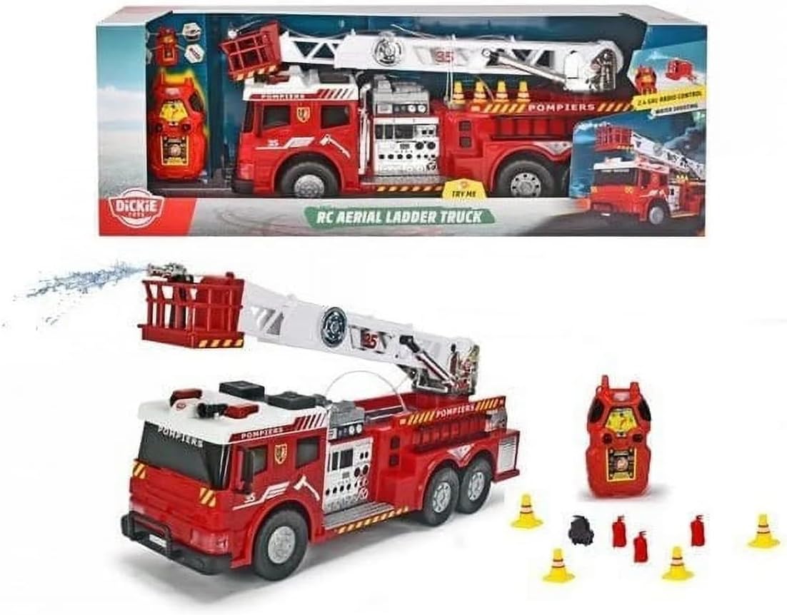 Dickie Toys 24 inch RC Fire Truck Toy with Water Pump, Light and Sound
