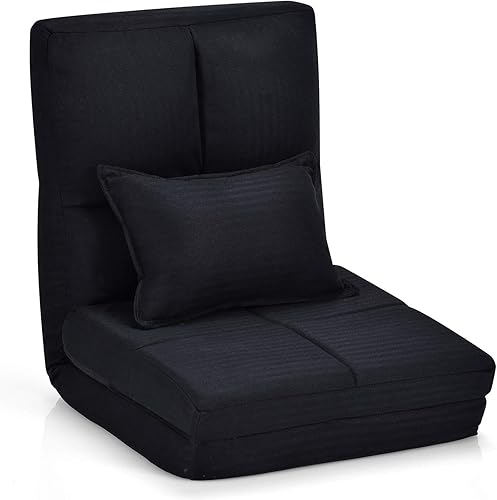 Moccha - Silla plegable para suelo, sofá plegable triple con almohada, sillas de juego ajustables con 6 posiciones reclinables, tumbona tapizada