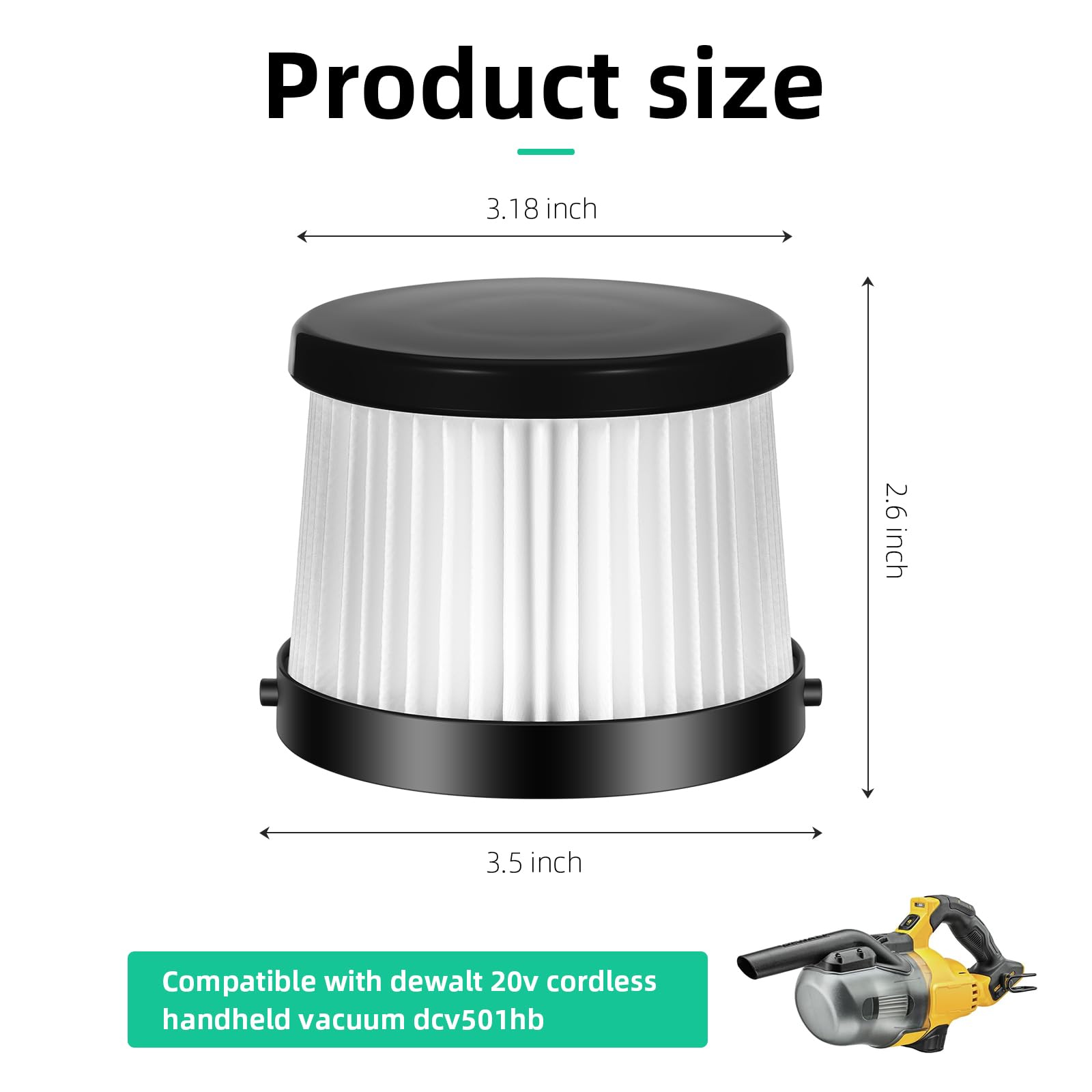ODILUXDCF DEWALT DCV501 Staubsauger Filter 2er Set - Waschbarer Ersatzfilter