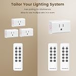 SURAIELEC Prise de commande à distance, commutateur de lumière sans fil - 5 Sorties + 2 Télécommandes, 15 AMP, 100FT Gamme, Pas d'interférence, Kit de commutateur de lumière à distance pour lampe, ventilateur, lumière d'arbre de Noël, appareil ménager