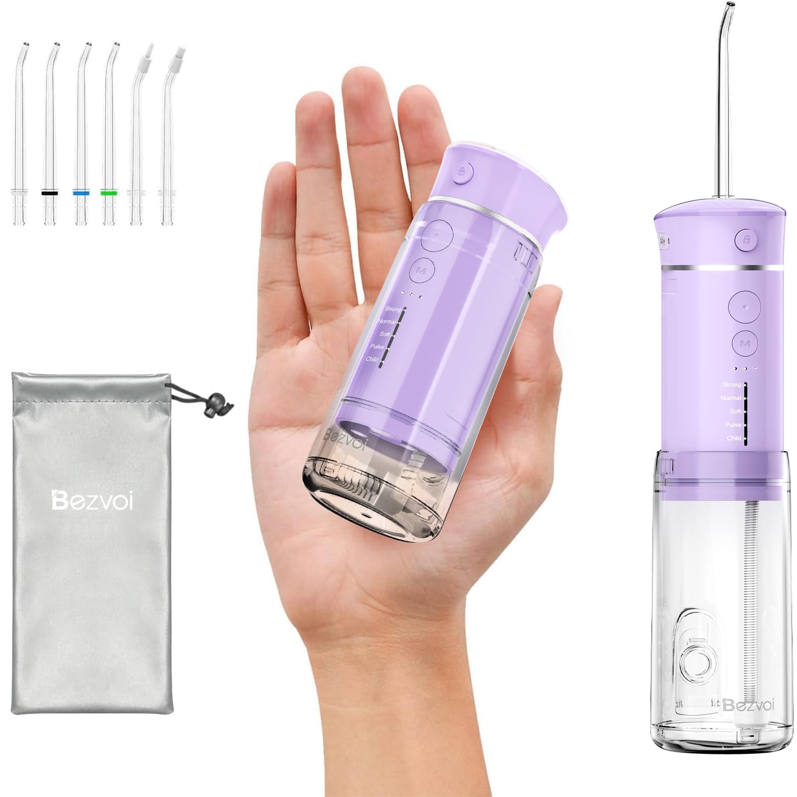 Mini idropulsore portatile senza fili: 5 modalità di viaggio con serbatoio telescopico, irrigatore orale impermeabile IPX7 per la pulizia dei denti delle gengive, ortodontico, cura delle parentesi