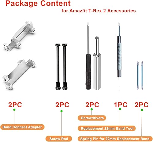 Miniatura 7 de Lijinlan Adaptador de correa de reloj de metal para Amazfit T-Rex 2 Conector de reloj con barra de acoplamiento de tornillo Destornilladores quitar