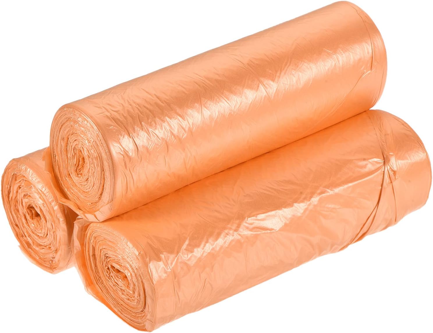 MECCANIXITY 2-4 Gallon Small Trash Bags Garbage Waste Basket Liners for Kitchen, Office, Bathroom, Bedroom, Orange, 60 Counts / 3 Rolls