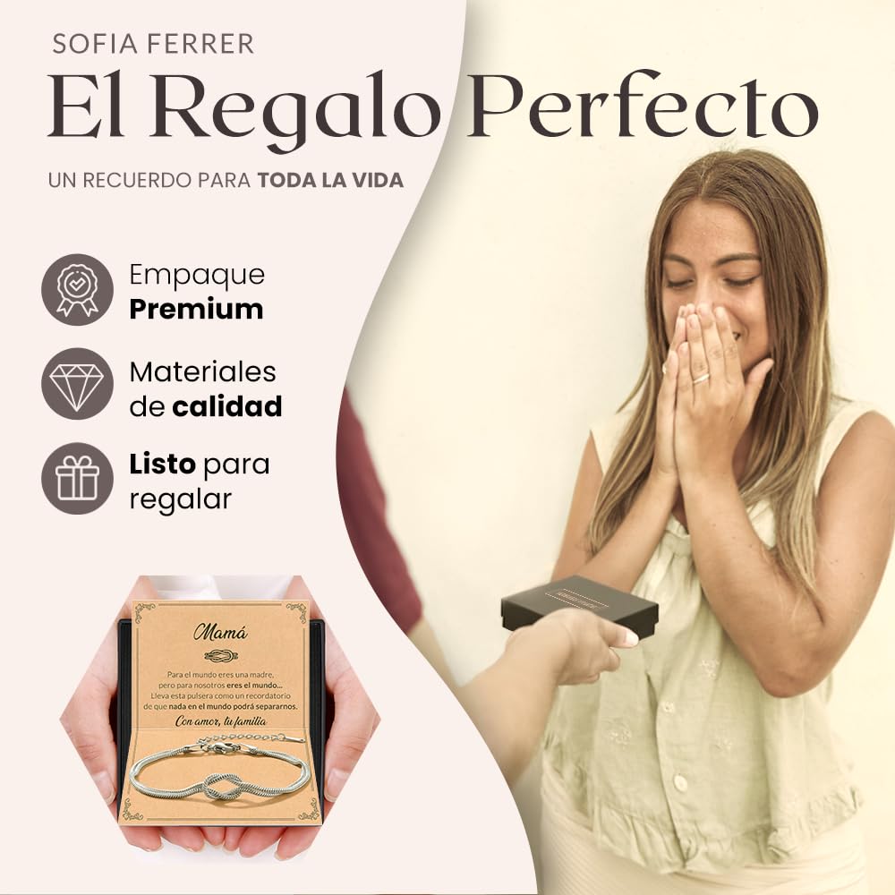 Pulsera Mamá de Acero Inoxidable con Tarjeta Dedicatoria para Dia de la Madre, Caja Lista para Entregar, Ideas de Regalos Para Madres, Elegante, Emotivo — view 2