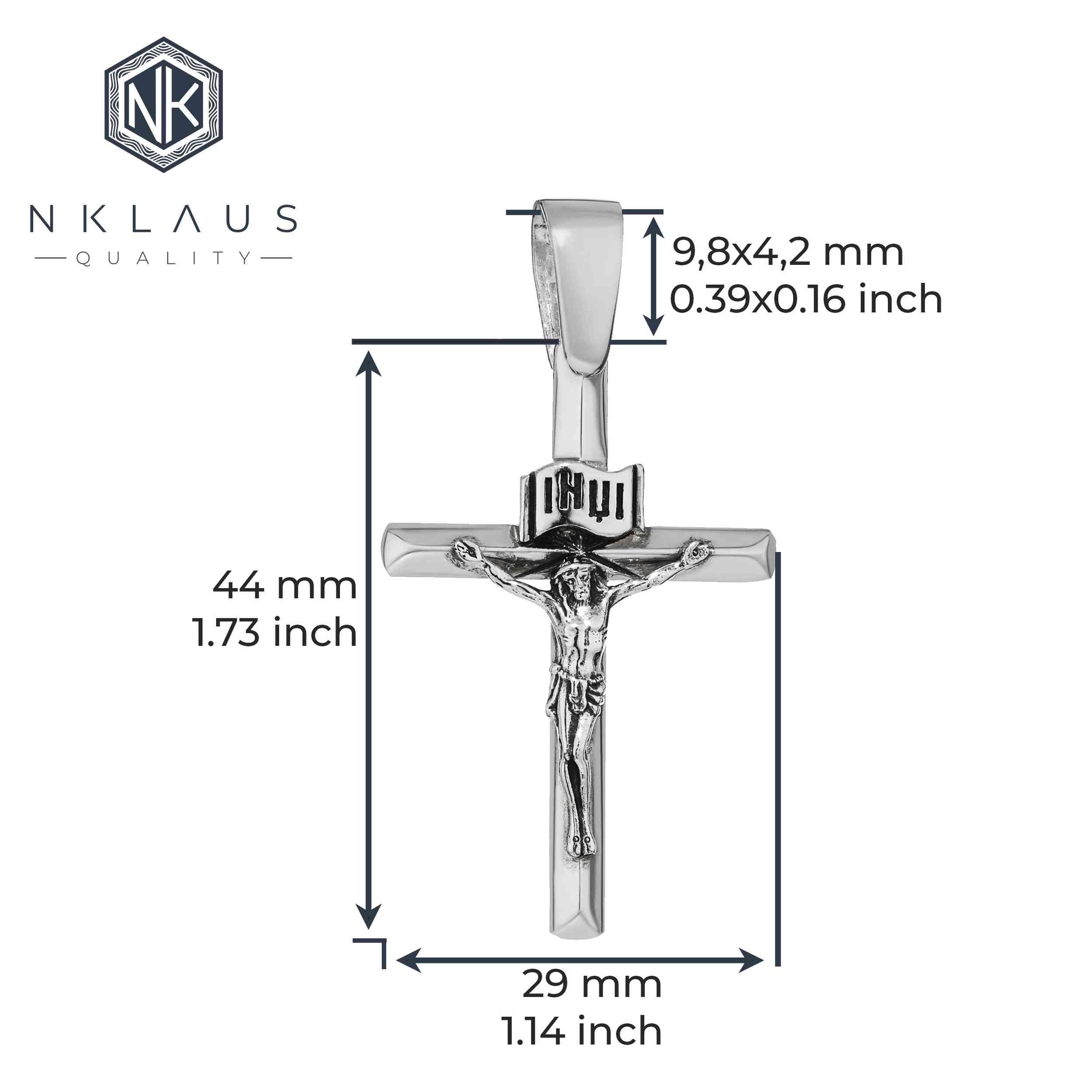 NKlaus Exquisiter zawieszka do łańcuszka ze srebra próby 925, krucyfiks, 44 x 29 mm, elegancja w szczegółach 15463, Srebro