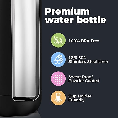 Miniatura 4 de Volhoply Botellas de agua de acero inoxidable de 17 onzas a granel, botella de agua de metal aislada a prueba de fugas para deportes, viajes,