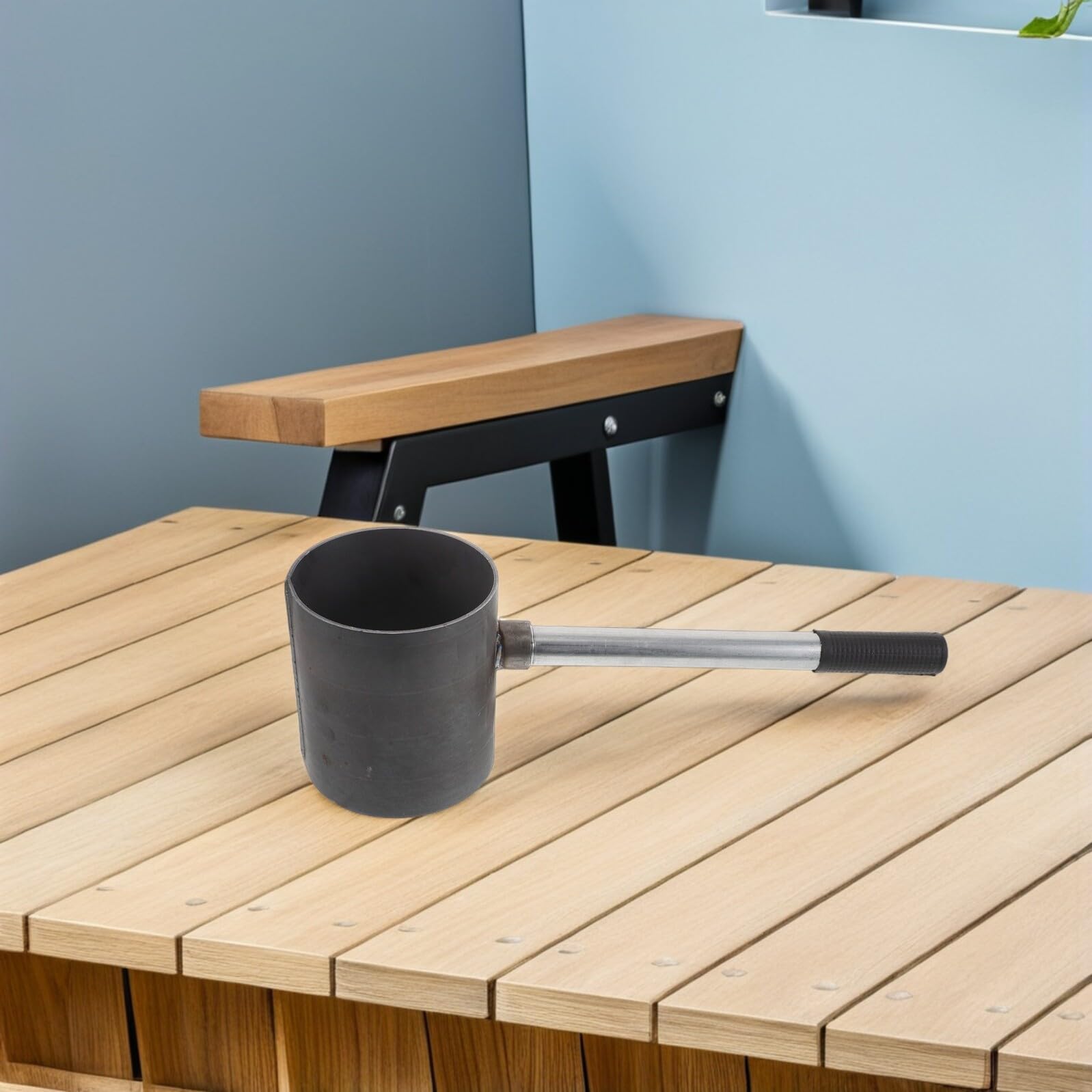 Accenditore per Carbonella in Acciaio Nero con Manico Comodo, Compatto e Portatile per Barbecue da Esterno e Riunioni in Famiglia nel Giardino