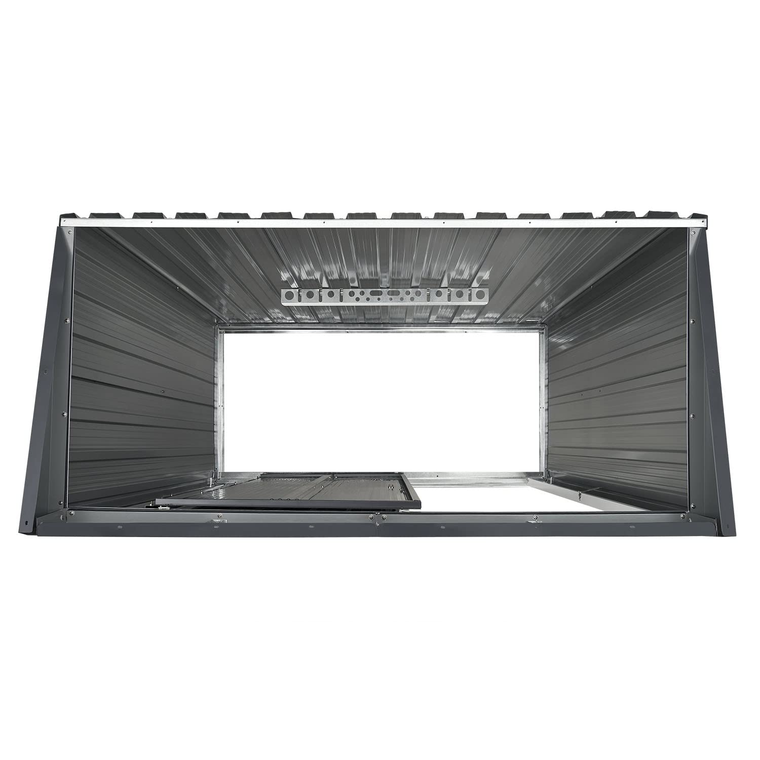 Juskys Domek narzędziowy S metalowy o powierzchni 1,4 m², jednospadowy dach, drzwi przesuwne i rama podstawy – 161 x 86 x 181 cm, domek na narzędzia, domek ogrodowy, mała szopa, antracyt