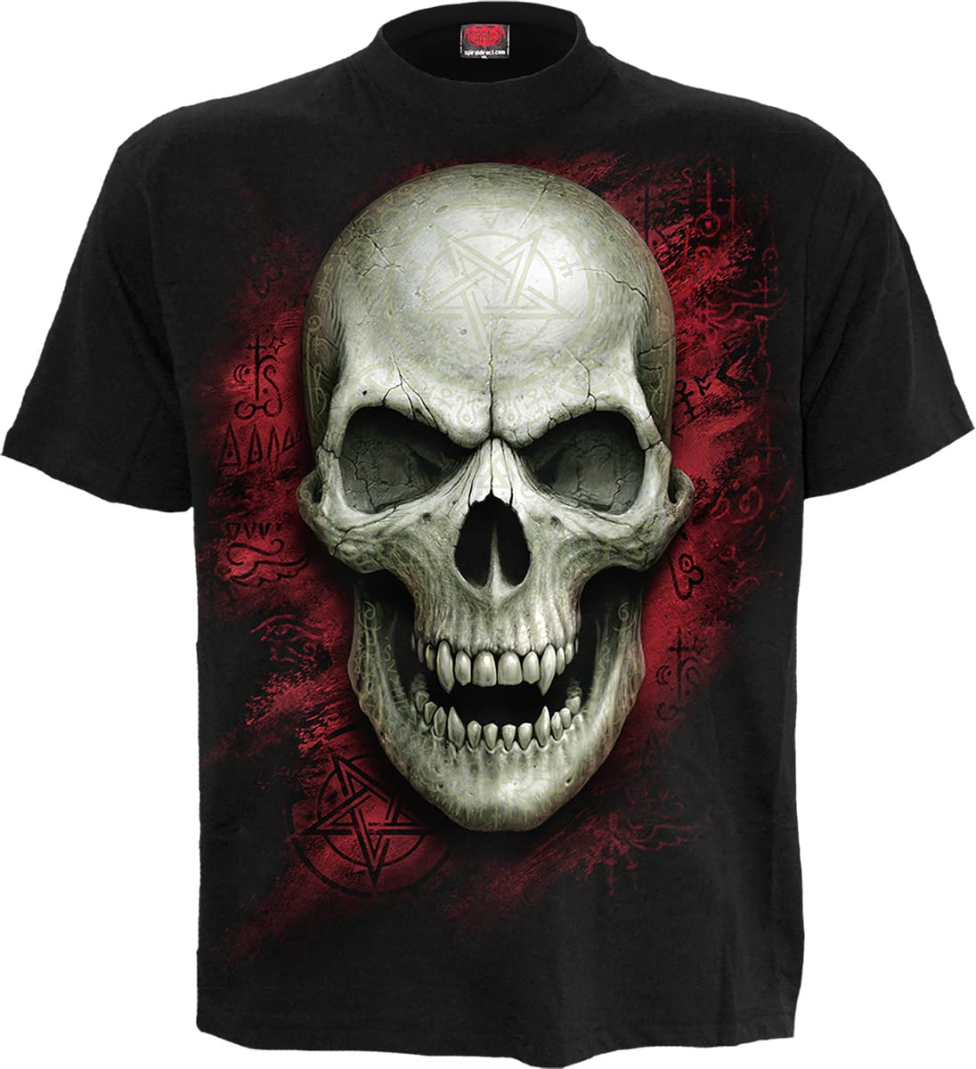 SpiralGothic Runes - Glow in The Dark - Front Print T-Shirt Black - L