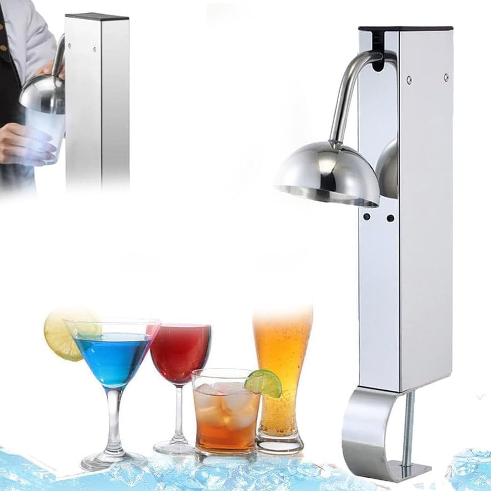 Escarchador de CO2 Comercial, 1 Vaso por 8 Segundos, Enfriador de Vasos en Acero Inoxidable para Cerveza, Vino, cócteles, Enfriador instantáneo de Tazas para restaurantes