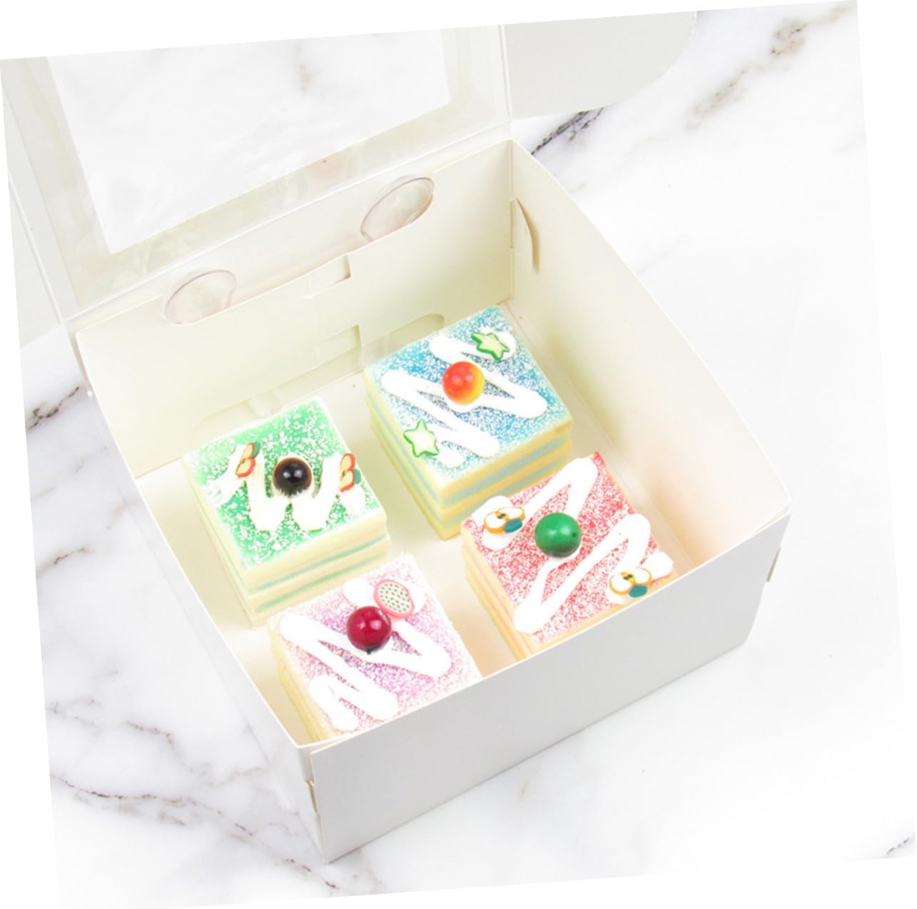 20pcs Compact Cake Boxes with Window High Bakery Packaging for Cookies and Pastries Food-grade Sturdy Paperboard for Parties and Events