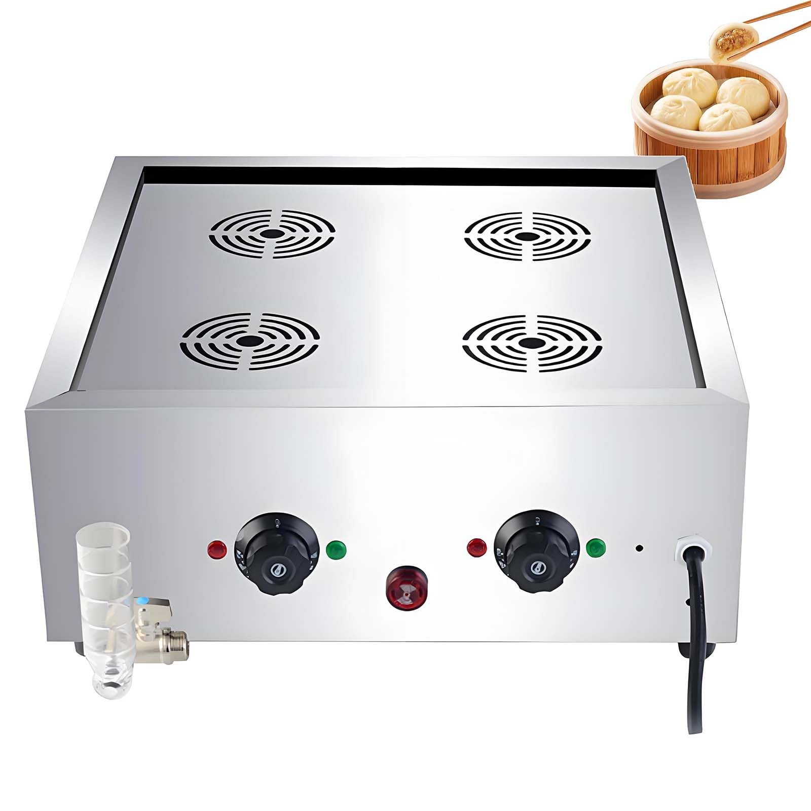 GUTYGIO 5000W Steamed Bun Warmer Machine,Electric Dim Sum Steamer,30-110℃ Temperature, Dry Boiling Alarm, for Home Store Buffet Restaurant 4holes