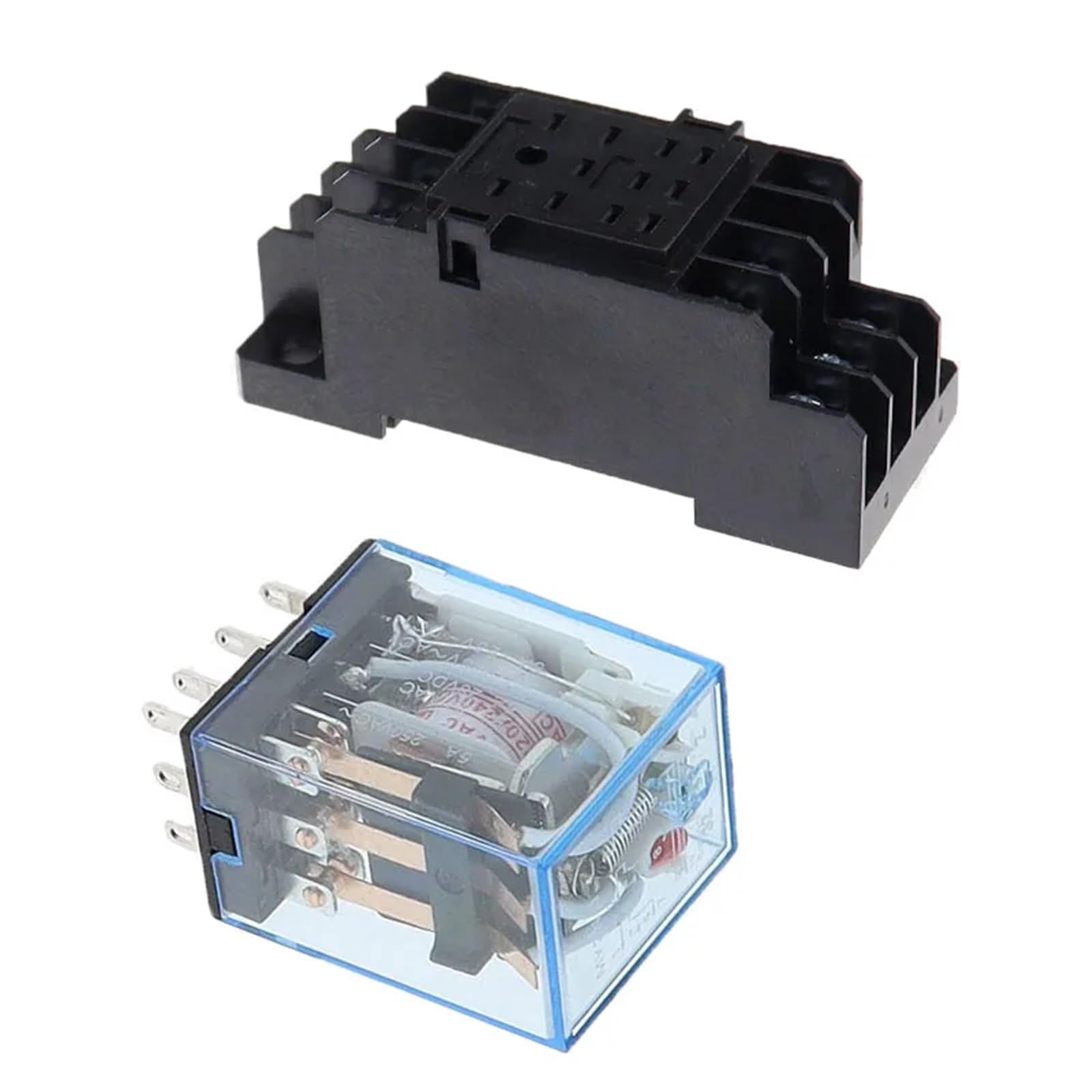Lote de 10 relés electromagnéticos intermedios pequeños HH53P MY3NJ con base, 11 pines NO/3 NC, 5 A, 110/220 V CA, 12/24 V CC BIMRTGXR(DC,12V)