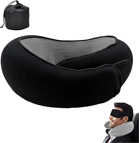 SACLI Wander Plus - Almohada de viaje, almohada para el cuello para avión y automóvil, almohada de viaje de espuma viscoelástica, rango ajustable