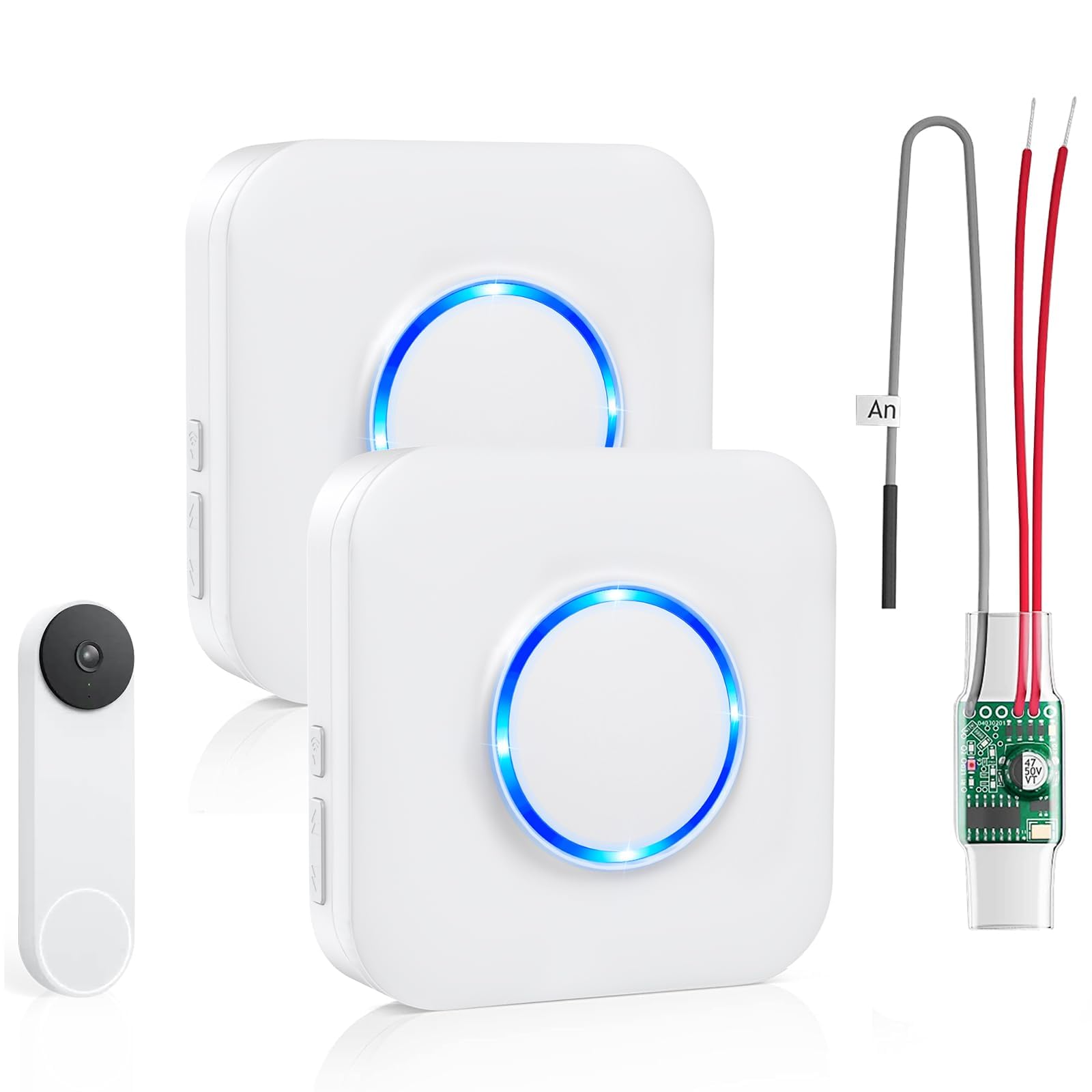 Photo 1 of Satisure Wireless Doorbell Chime for Google Nest Doorbell (Wired, 2nd Gen& 3rd Gen) Doorbell Extender with Receiver Connects to Existing Hardwired 58 Chimes and 5 Volume (1 Video Extender 2 Receiver?