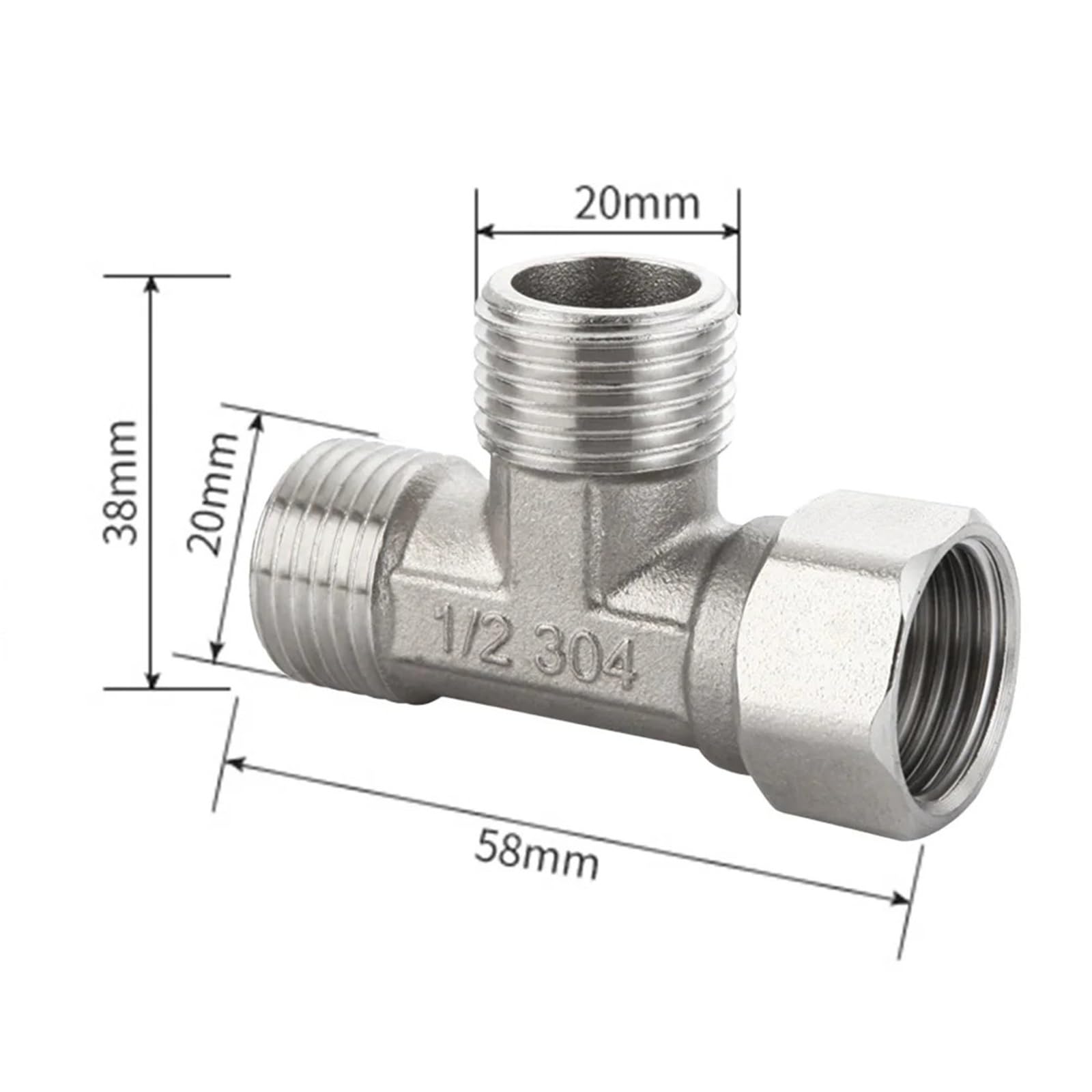 Válvula angular for grifo, desviador, baño, inodoro, pulverizador for bidé, ducha G1/2, acero inoxidable, cobre, agua de tres vías, 2 uds para bafieras y duchas