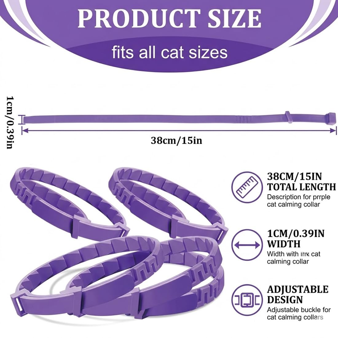 Pack de 2 Collares Calmantes Gatos y Perros, Antiestrés Ajustable y Impermeable, Feromonas, Tranquilizante, Reduce Ansiedad, Seguro para Mascotas Pequeñas, Medianas y Grandes (Violetas)
