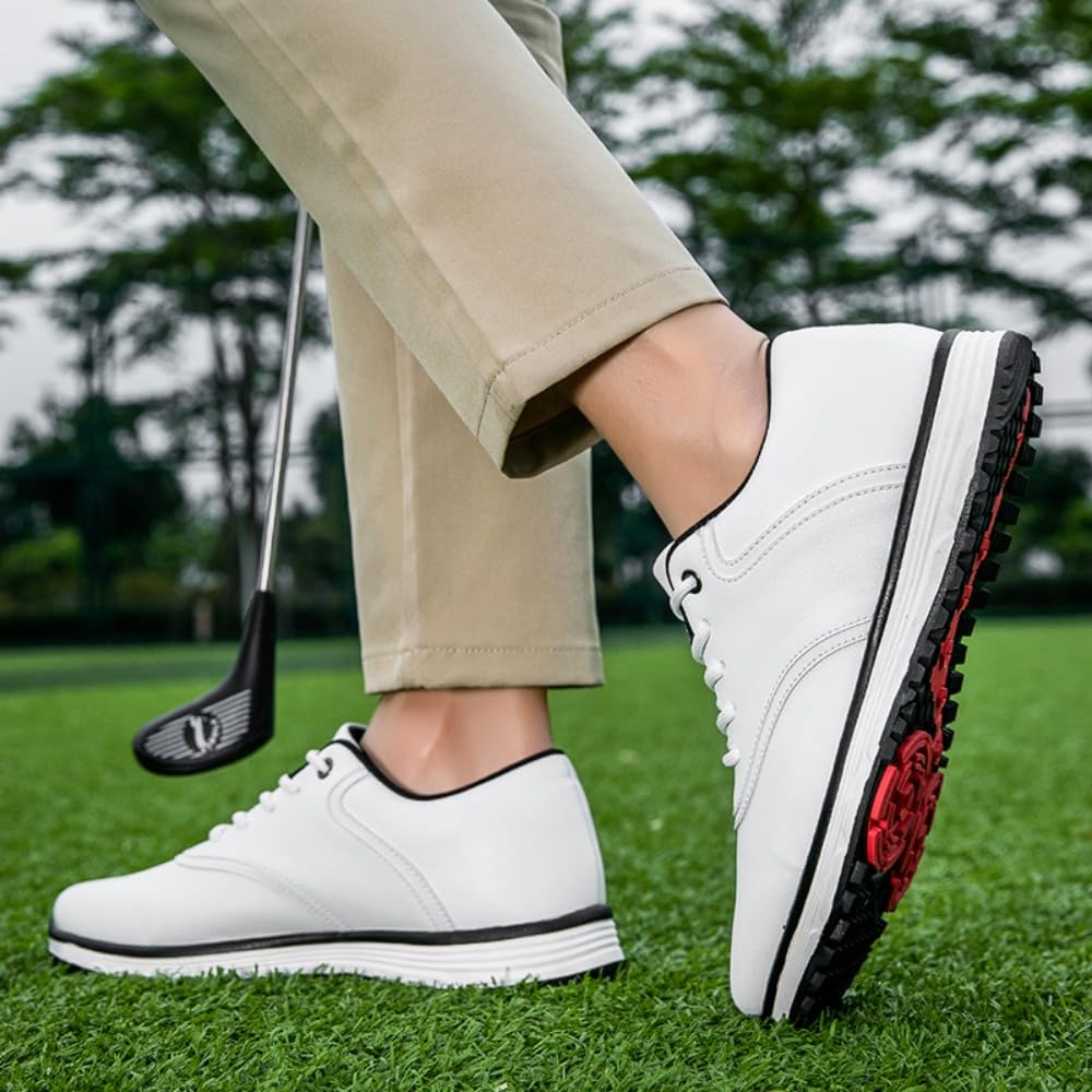 Golfschuhe Herren Sneaker Extra Weit Walking Schuhe Breit Golfschuhe Herren Atmungsaktiv Trainingsschuh für Golf Sport Schwarz Weiß