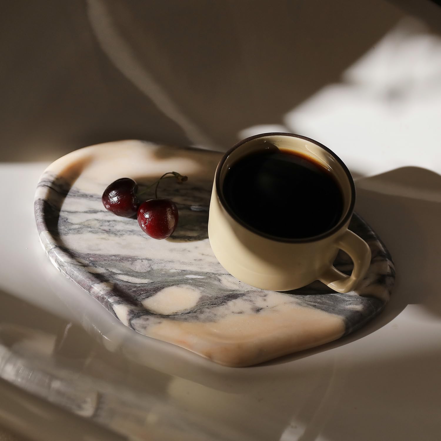 Natural Marble Cloud Shape Jewelry Tray, Key Tray For Entryway Table, Jewelry Dish Trinket Tray for Home Décor, Ring Holder for Women Gift, 10"(25cm) X 6.3"(16cm)