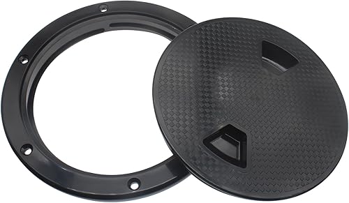 Miniatura 3 de Escotilla de inspección redonda antideslizante de 6 pulgadas, color negro, cubierta de escotilla de barco con cubierta desmontable para yate marino