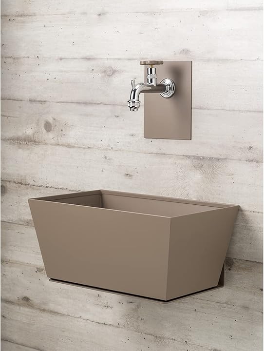 Fontana a parete da giardino con rubinetto e vasca 42/prq tortora belfer 193977