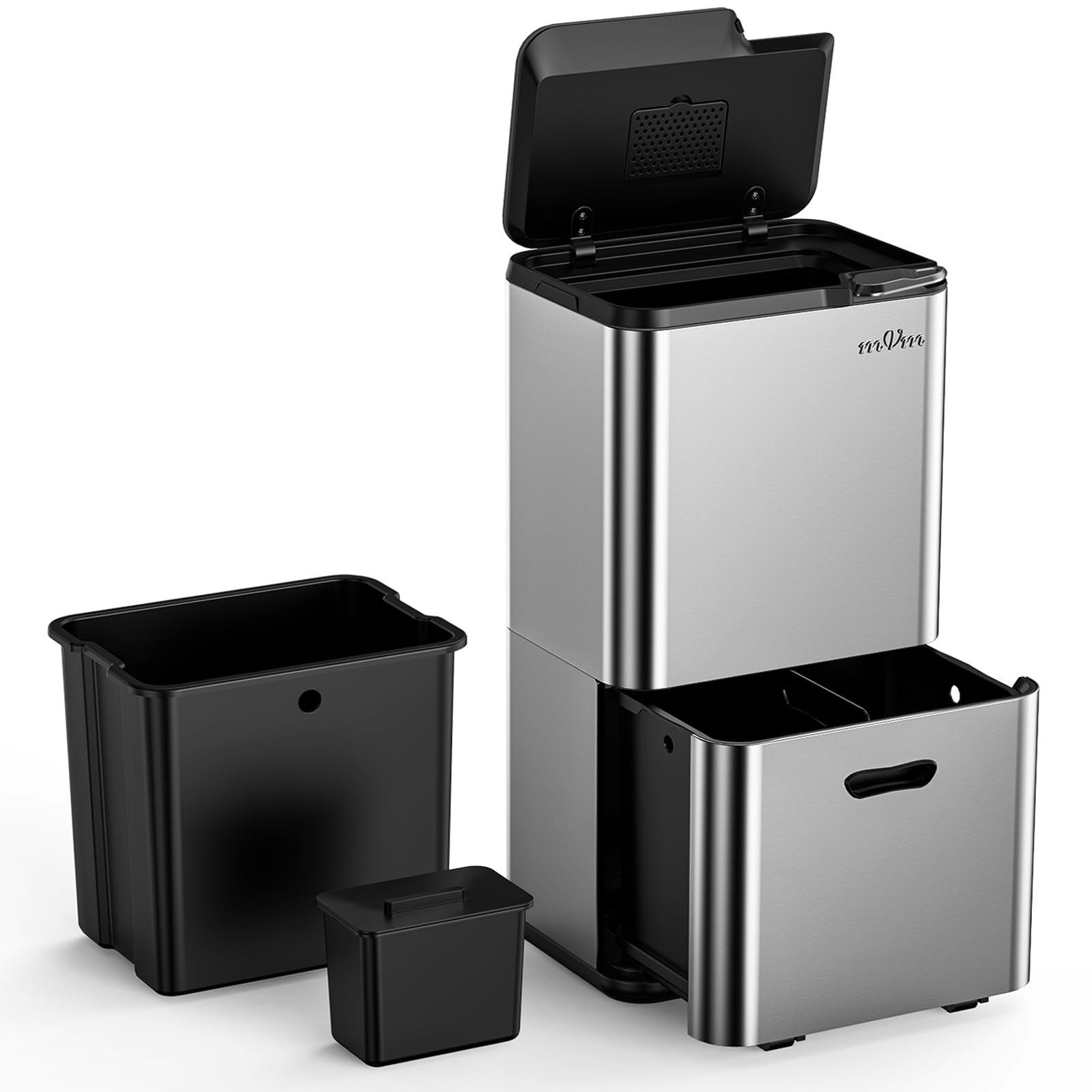 Amazon｜mVm ゴミ箱 分別 縦型2段4分別 63L ダストボックス 蓋付き 消