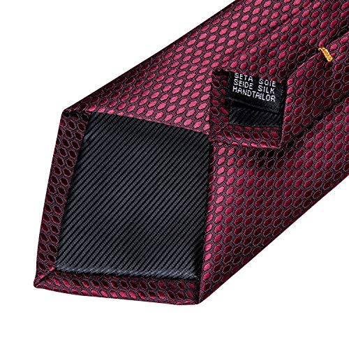 Image of DiBanGu Mens Solid Color Tie and Pocket Square Set Woven Silk Plain Necktie & Handkerchief for Men Wedding Party Formal